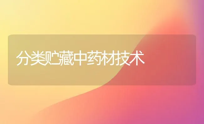 分类贮藏中药材技术