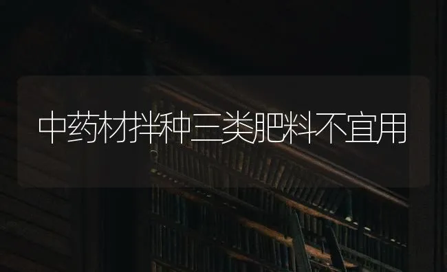 中药材拌种三类肥料不宜用