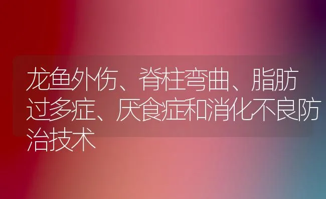 龙鱼外伤、脊柱弯曲、脂肪过多症、厌食症和消化不良防治技术