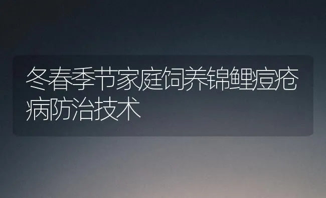 冬春季节家庭饲养锦鲤痘疮病防治技术